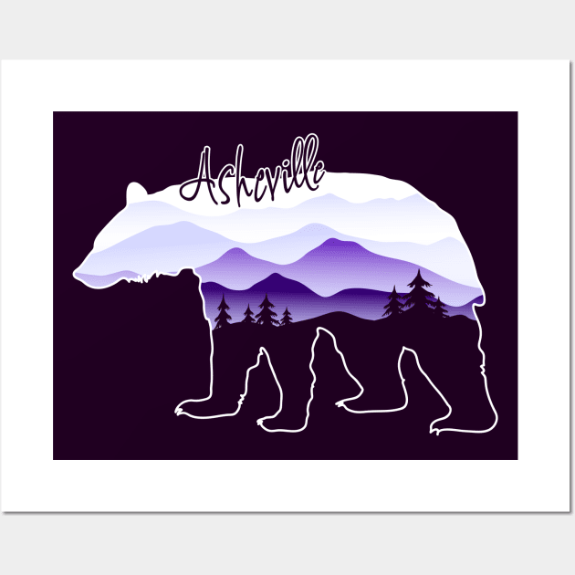 Asheville Blue Ridge Mountains - Black Bear - PurpleBG 26 Wall Art by AVL Merch